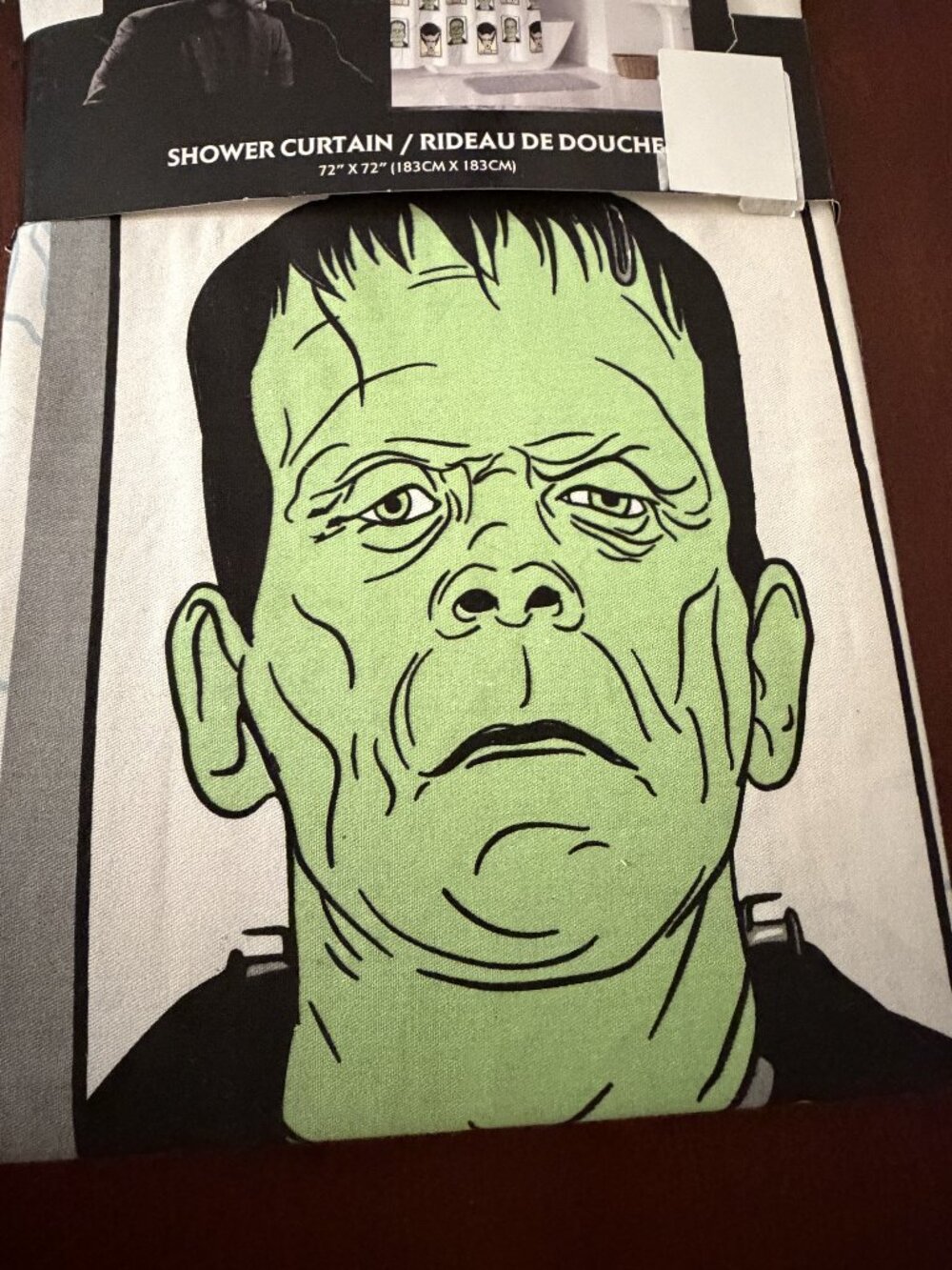 Universal Monsters Frankenstein and Bride Fabric Shower Curtain 72x72 Bathroom